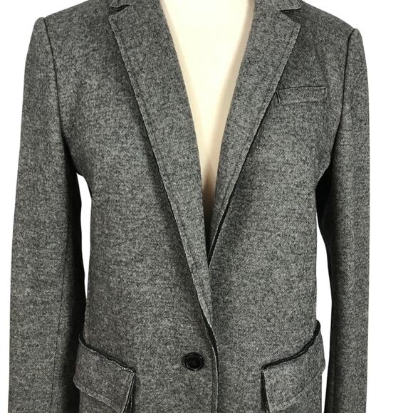 Banana Republic Textured Knit Boyfriend Blazer Charcoal Gray Jacket Wool 4P - Picture 6 of 6